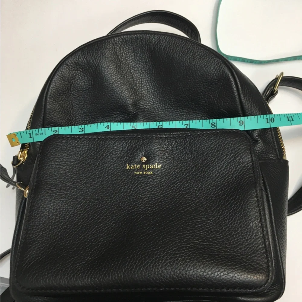 Kate Spade Cow Leather Zipper Backpack Black Gold Classic Preppy - Picture 14 of 15
